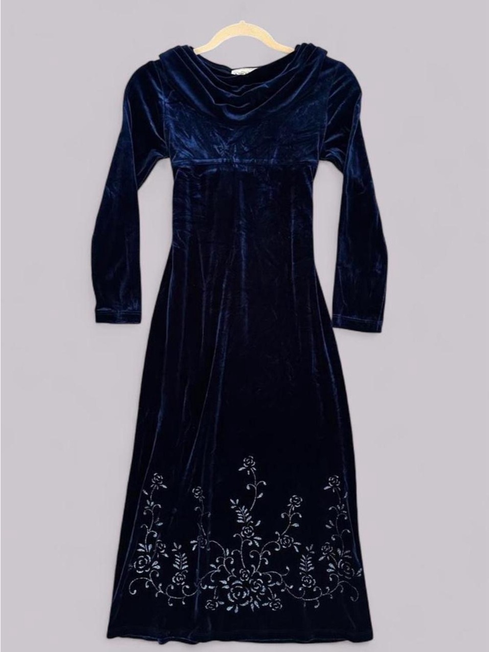 Vintage 90s My Michelle Navy Velvet Midi Dress